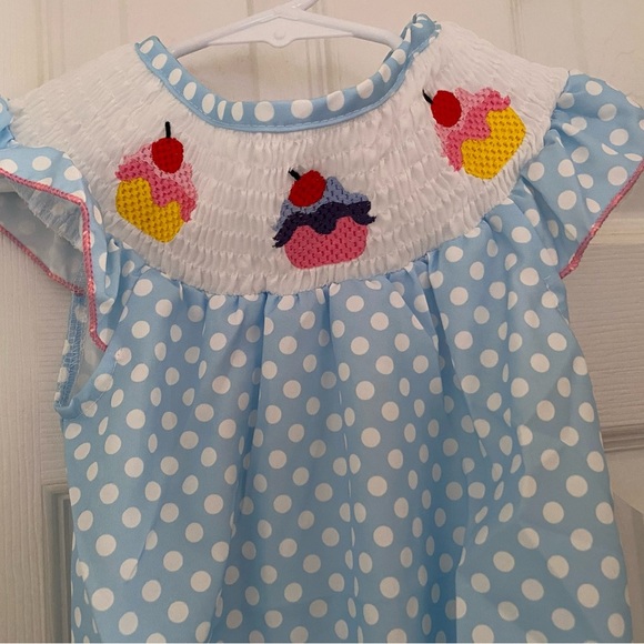 New Smocked Cupcake Bubble Romper - Picture 5 of 9